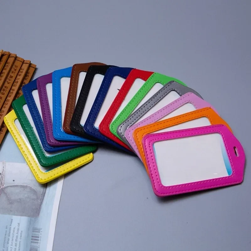 Unisex PU Leather Card Cover for Women Kids Bus Credit ID Name Business Working Bank Card Badge Holder Protective Cover bags