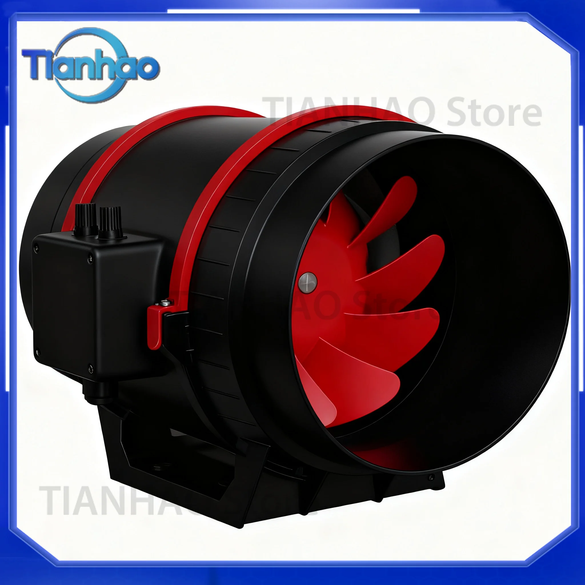 High Airflow Duct Fan 8 Inch with Speed Control Knob and Delay Timer Knob OEM 110-240V for Auto Repair Shop