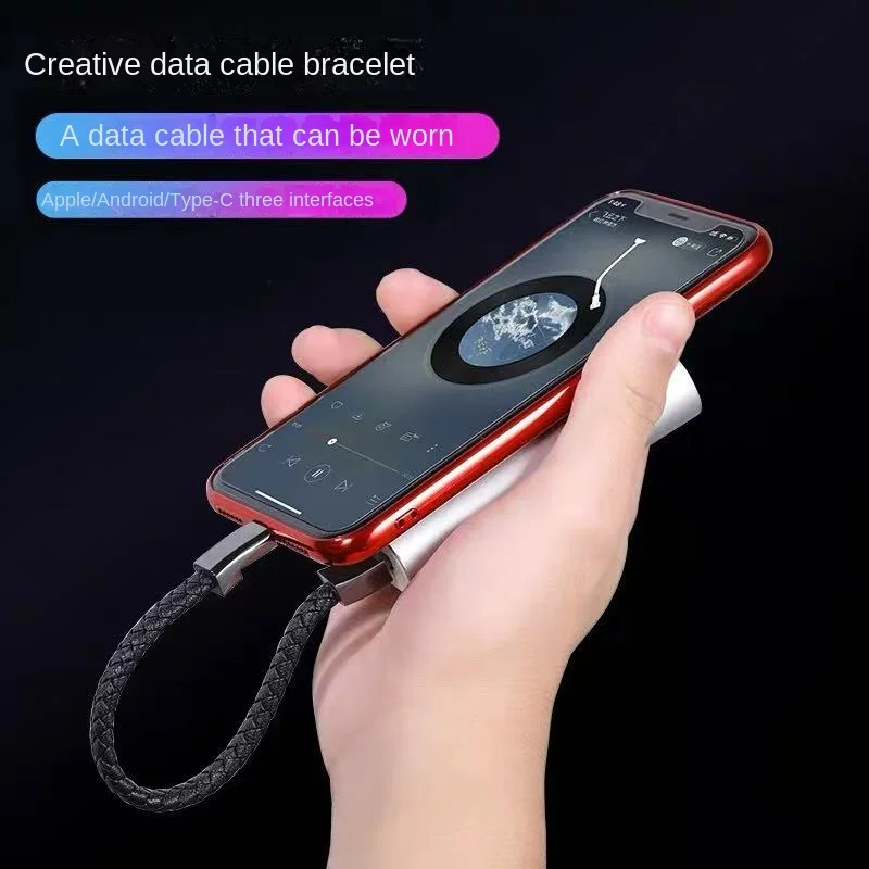 

USB Charging Bracelet Cable Fashion Double Braided Wrist Data Charger Cord For IPhone Type-c Micro Mobile Phone