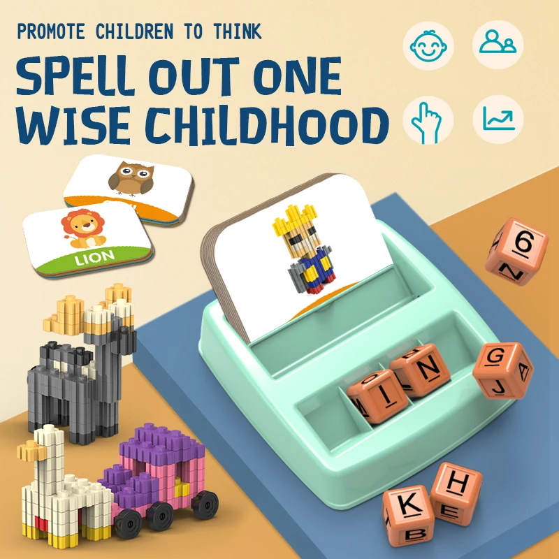 

Children's Matching Game Box English Spelling Letter Toy Early Education Puzzle Children's Building Blocks Card Puzzle Toy