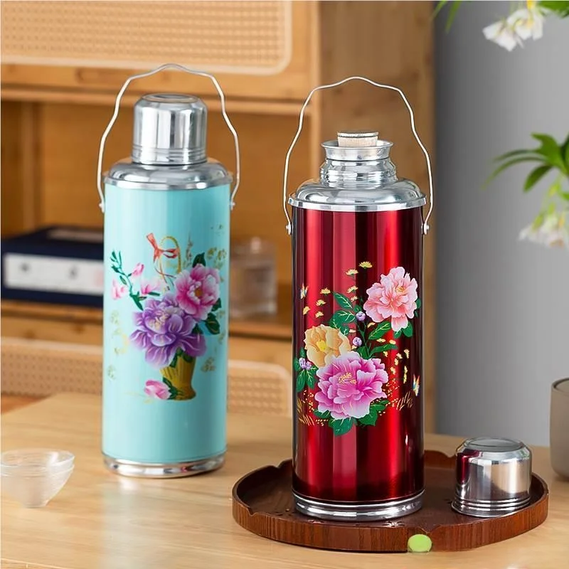 

Ретро стеклянная бутылка для горячей воды, свадебный подарок, домашний чайник, теплая бутылка, традиционная китайская бутылка для воды с вакуумной изоляцией