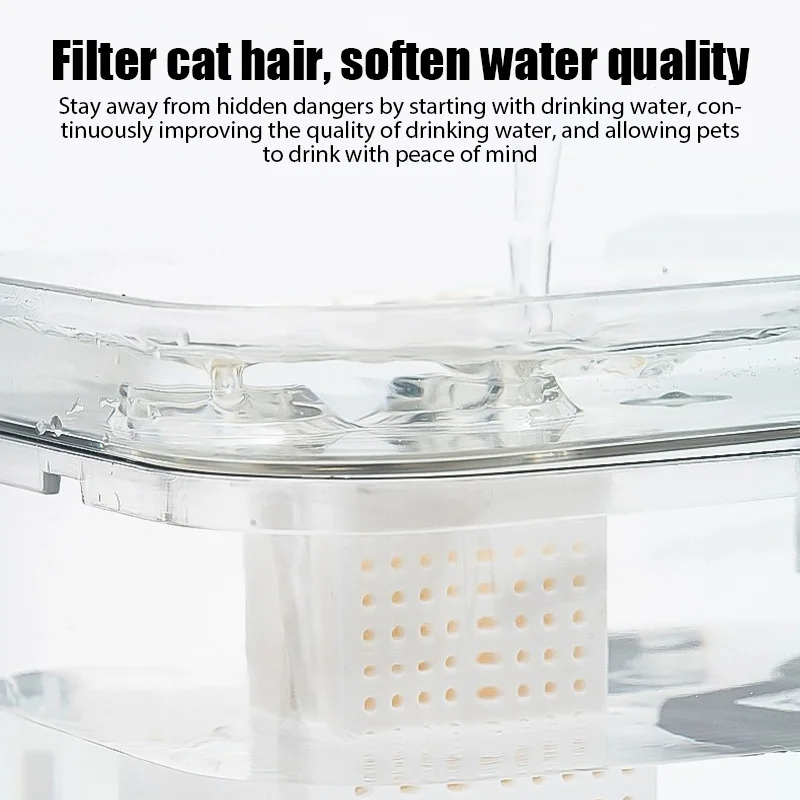 Ultra-Quiet Cat Water Fountain Auto Filter Cat Drinker USB Electric Mute Recirculate Filtering Drinking for Cats Water Dispenser