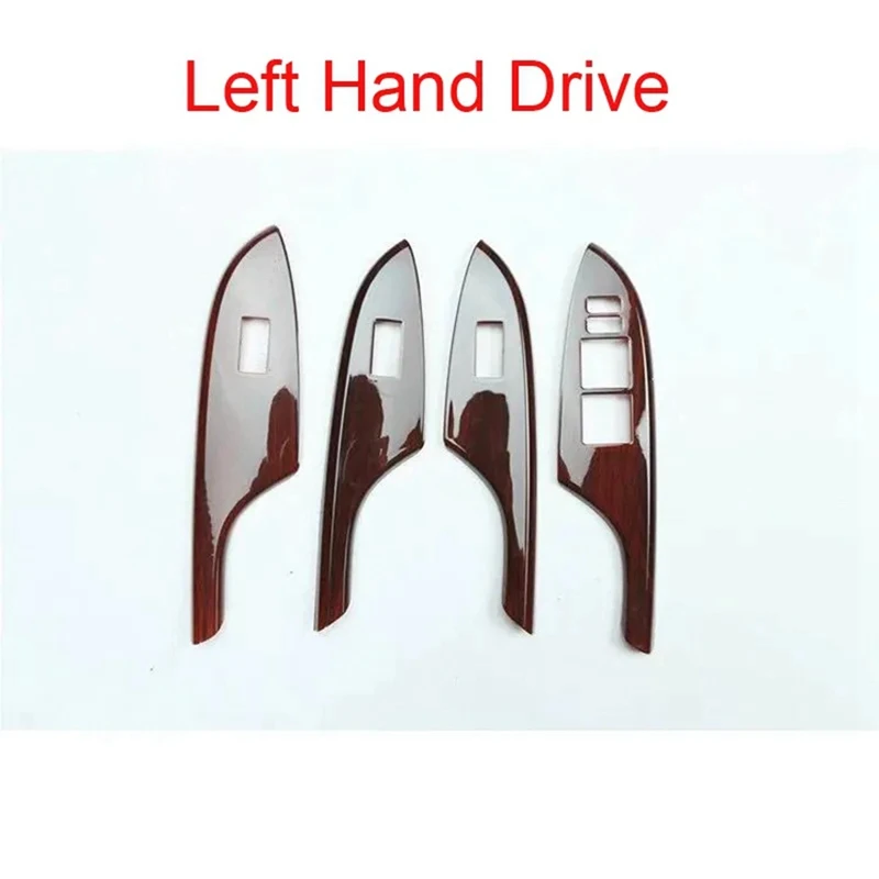 For TOYOTA Corolla 2007-2013 Left Hand Drive 4PC Wood ABS Car Door Window Lift Switch Buttons Cover Trim Car Styling Accessories