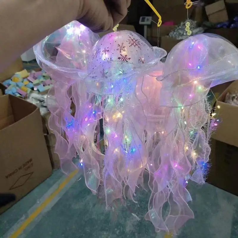 Colorful Jellyfish Night Light Mermaid 7 Colors Glow Ceiling Lamp Birthday Under The Sea Party Glowing Atmosphere Decorations