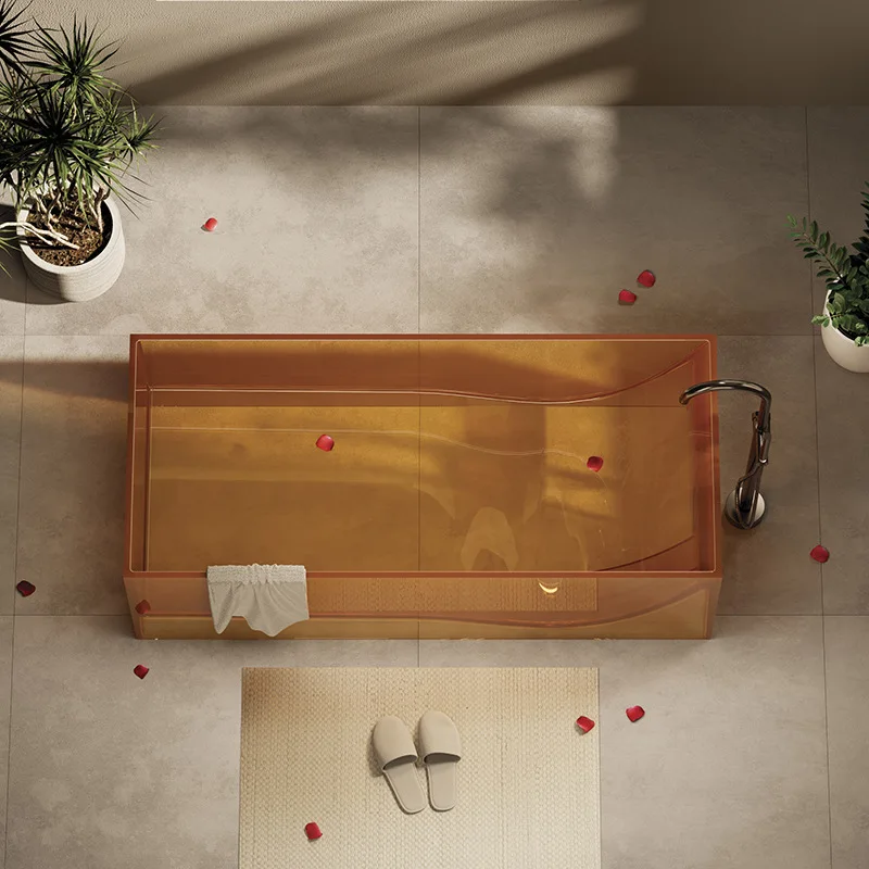 1700 X 720 X 550 MM Rectangle Colorful Transparent Resin Bathtub Freestanding Tub RS026B