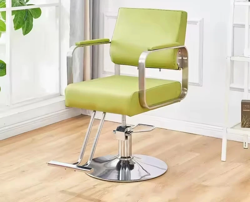 Portable Antique White Chair - Commercial Grade Metal Salon Furniture for Barbershops, Beauty Salons