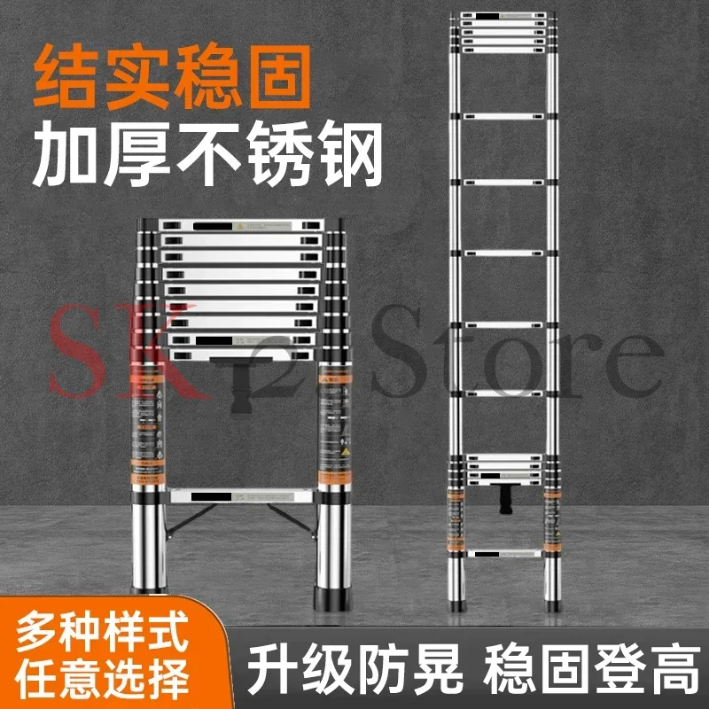 Multi-Purpose  Telescopic Ladder Folding A-Frame and Straight Extension Ladder Adjustable Portable Step Ladder for Home and Work