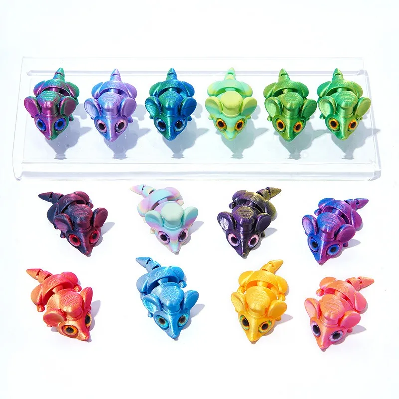 Figuras de ratón bonitas con estampado 3D de múltiples articulaciones de PLA, animales, Mini juguete sensorial en relieve, accesorios divertidos para el hogar, regalos para niños