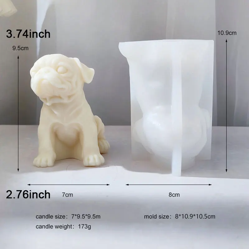 Large 3.74inch Shar Pei Dog Candle Soap Silicone Mold 3D Sandskin Dog Colored Plaster House Ornament Mould