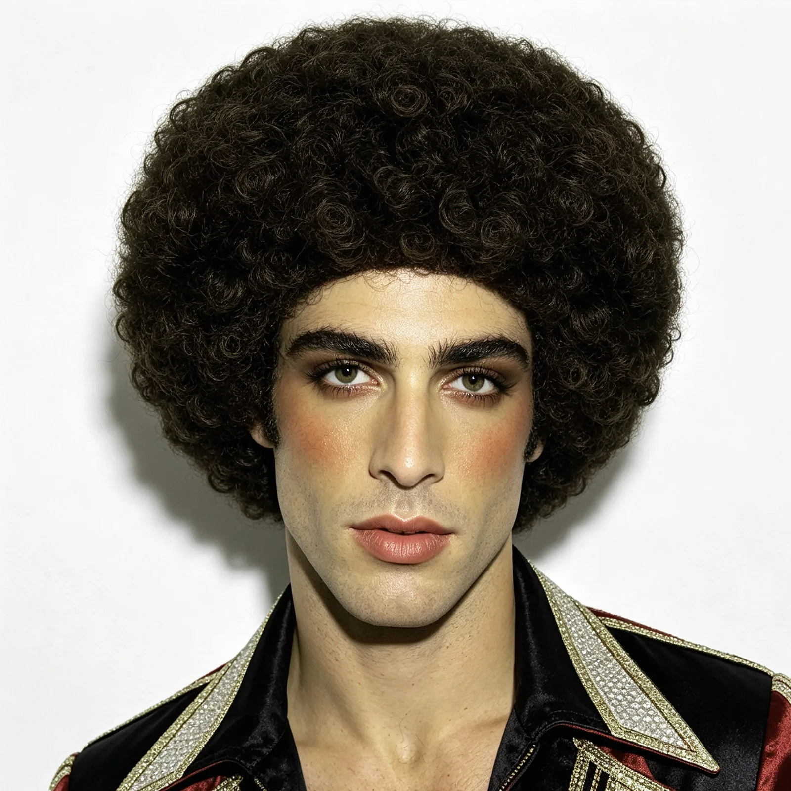 Fluffy Coffee Brown Afro Coswig Short Curly Synthetic Wig For Men Women Halloween Party Retro Disco Festival Role Play