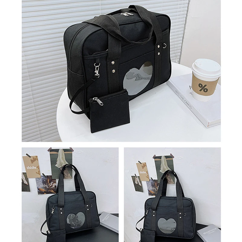 Bolso de hombro japonés Lolita Heart JK para mujer, bolsos de uniforme escolar, bolso de cuero PU para estudiantes, bolso de Cosplay de Anime