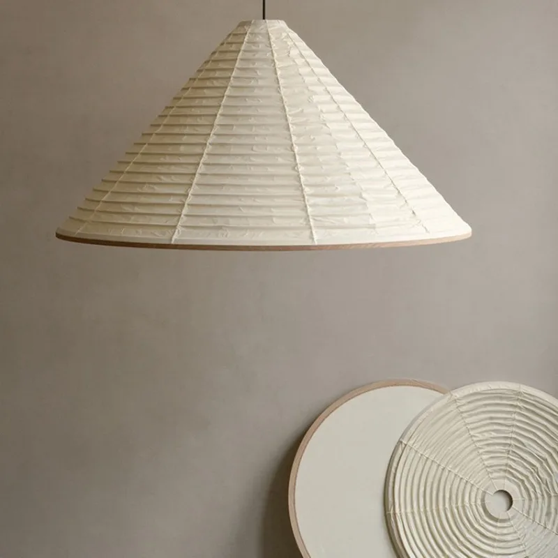 

Japanese Designer Conical White Rice Paper Ceiling Pendant Light Moden Living Room Bedroom Restaurant Tea House LED Hanging Lamp