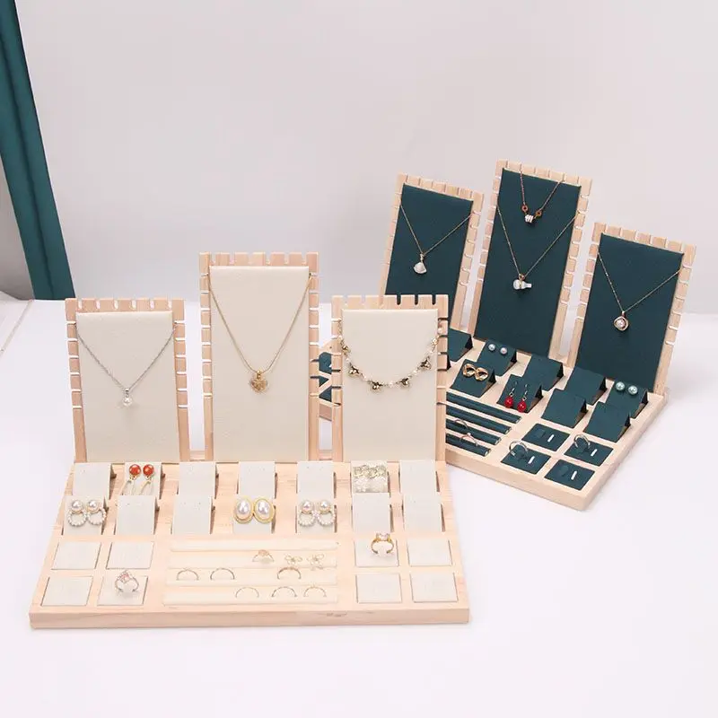 

Wood Jewelry Display Set Necklace Ring Earrings Display Holder For Shops Cabinet Live Shows Props Woman Jewelry Storage Rack