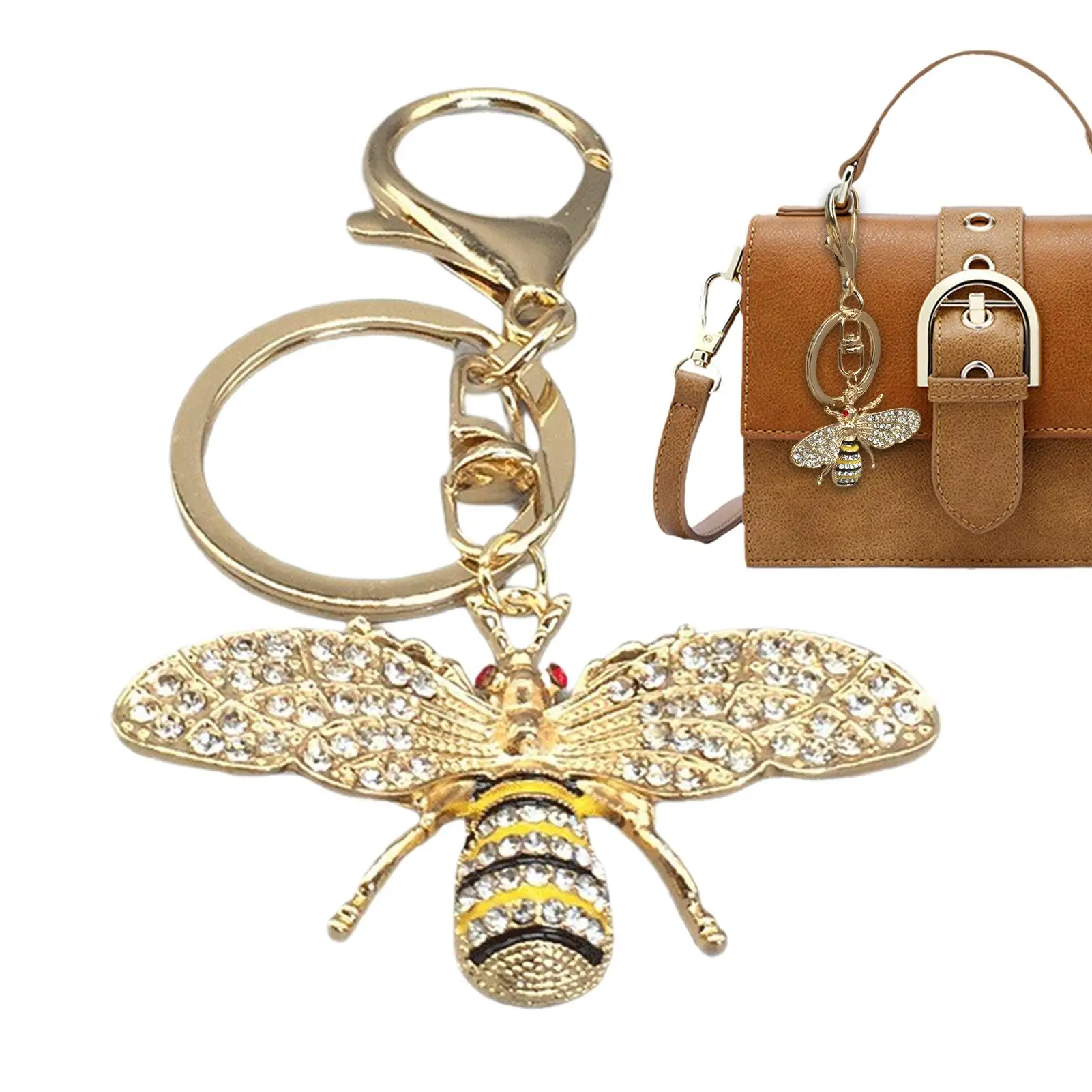 

Honey Bee Keyring Honeybee Car Keychain Backpack Decoration Key Holder Ring For Women Dad Sister Girls Teens Friends Teenagers