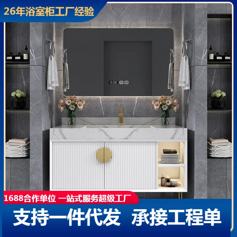 

Шкаф для ванной комнаты из цельного дерева, тумба для унитаза, умывальник, комбинированный набор для ванной комнаты, современный простой умывальник