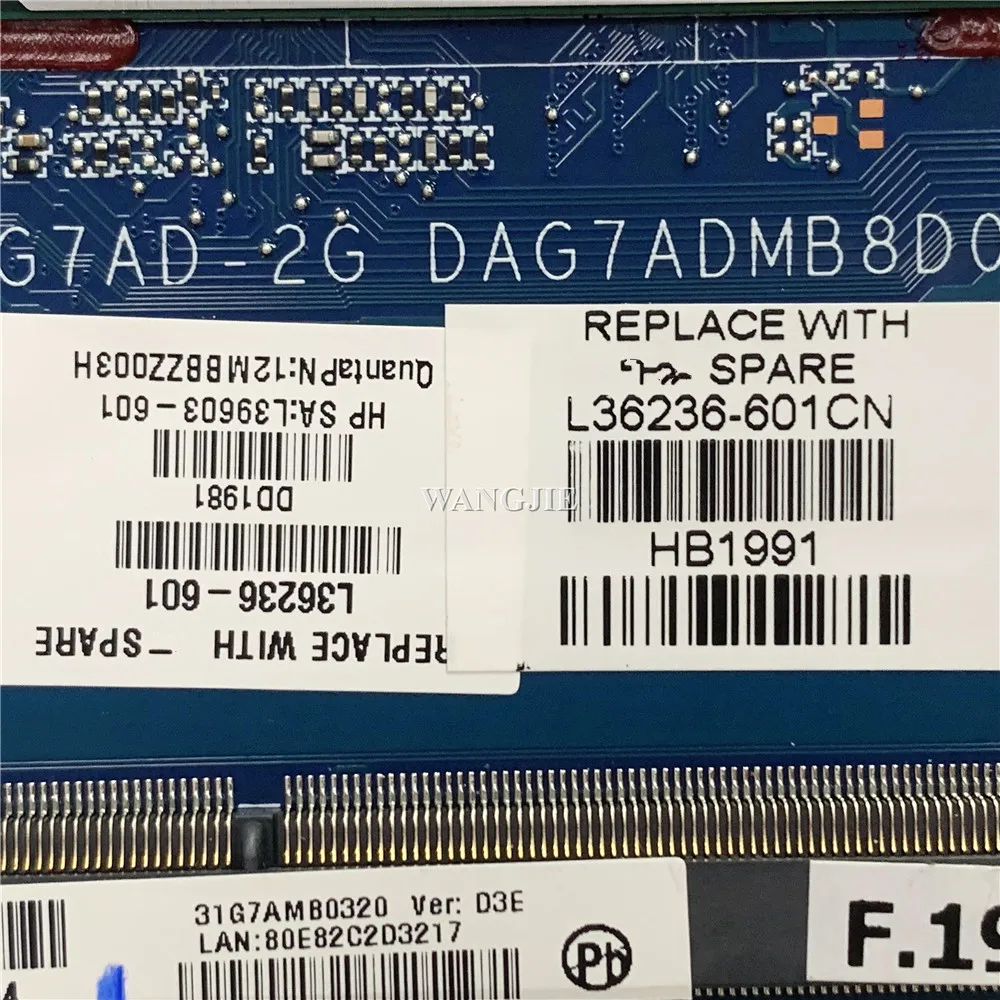 Imagem -03 - Placa-mãe do Portátil para hp G7ad Dag7admb8d0 hp 14-ce Tpn-q207 L36236601 L36236001 Srffx I58265u Mx150 2gb