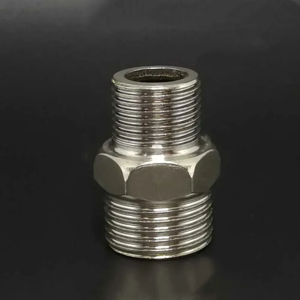 Tubo de latão Hex Nipple Fitting Adaptador de engate rápido Macho para macho redutor de rosca Conector de água óleo e gás, 1/8, 1/4, 3/8, 1/2 BSP