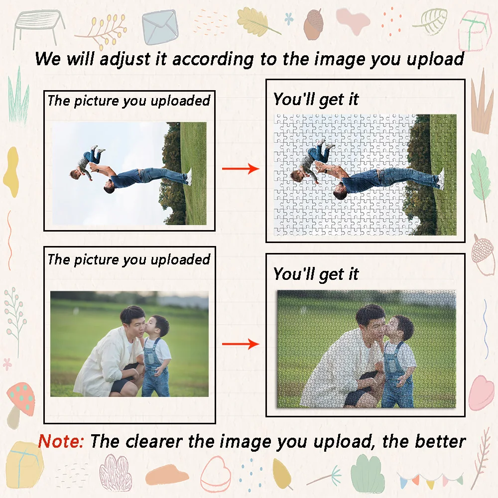 35/150/300/500/1000pcs família legal foto personalizada quebra-cabeças de descompressão personalizado quebra-cabeça mosaico presente da família