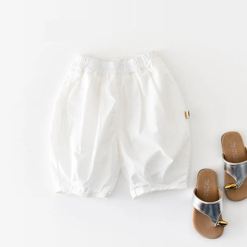 2026 Summer New Baby Girl White Shorts Solid Toddler Casual Pants Cotton Infant Girl Loose Shorts Children Clothes