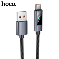 HOCO 5A USB A to Type C Phone Fast Charging Cable For iPhone 16/15 Pro Max LED Digital Display Phone Wired Cord For Samsung S23