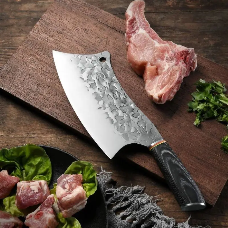 8 Inch Boning Knife High Quality Stainless Steel Hammer Pattern Forging Cutting Multi-purpose Butcher Knife Chef's Slicing Knife