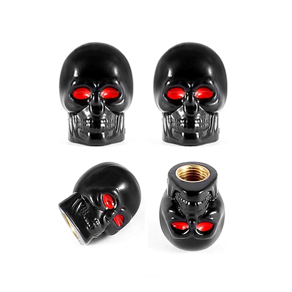 4Pcs Universal Tires Valve Stem Caps Car Skull Style Anti-rust Copper Core Valve Cap For Motorcycle Bike Car Wheel Tyre Covers