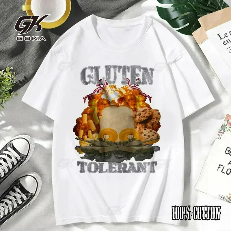 Gluten Tolerant Funny Meme Gift TShirt Gluten Free Cookies Tee Shirts Short Sleeve T-shirt Tops Y2K Top Hipster Unisex Clothes