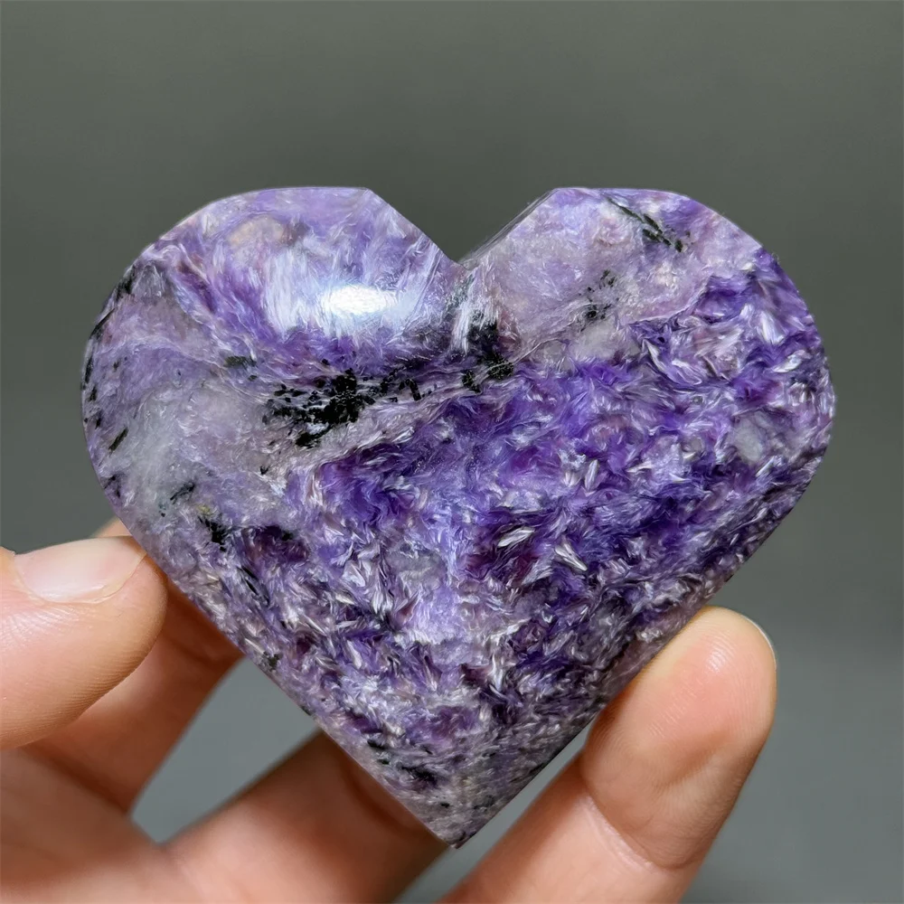 Purple Dragon Crystal Heart-shaped Mineral Quartz Healing Spiritual Meditation Reiki Collection Home Decoration Love Gift