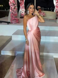 Bowith Blush Evening Dresses Pleats One Shoulder Party Dress for Women Elegant Prom Dresses Formal Pccasion Dresses