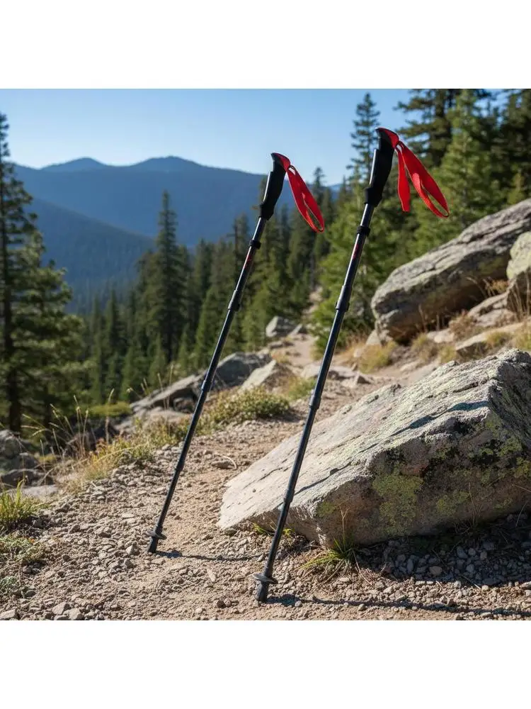 Aluminiumlegierung Dreifach Faltbare Trekkingstöcke, 115-130cm Verstellbar, Hartmetallspitzen, 8 Zubehörteile, Leichte Klappbare Wanderstöcke