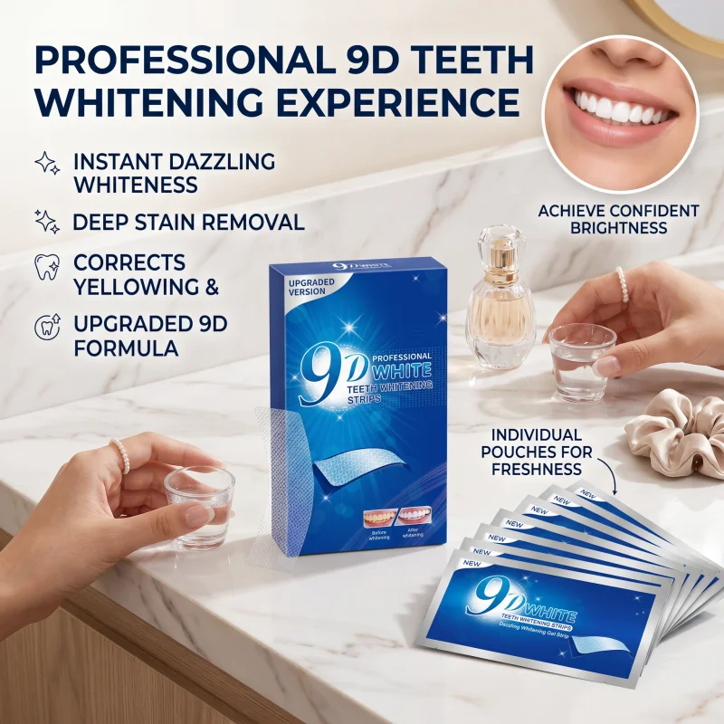 9D Mint Flavor Teeth Whitening Strips 7 Packs 14 Stickers Whitening Teeth Stickers Premium Teeth Personal Care Whitening Product
