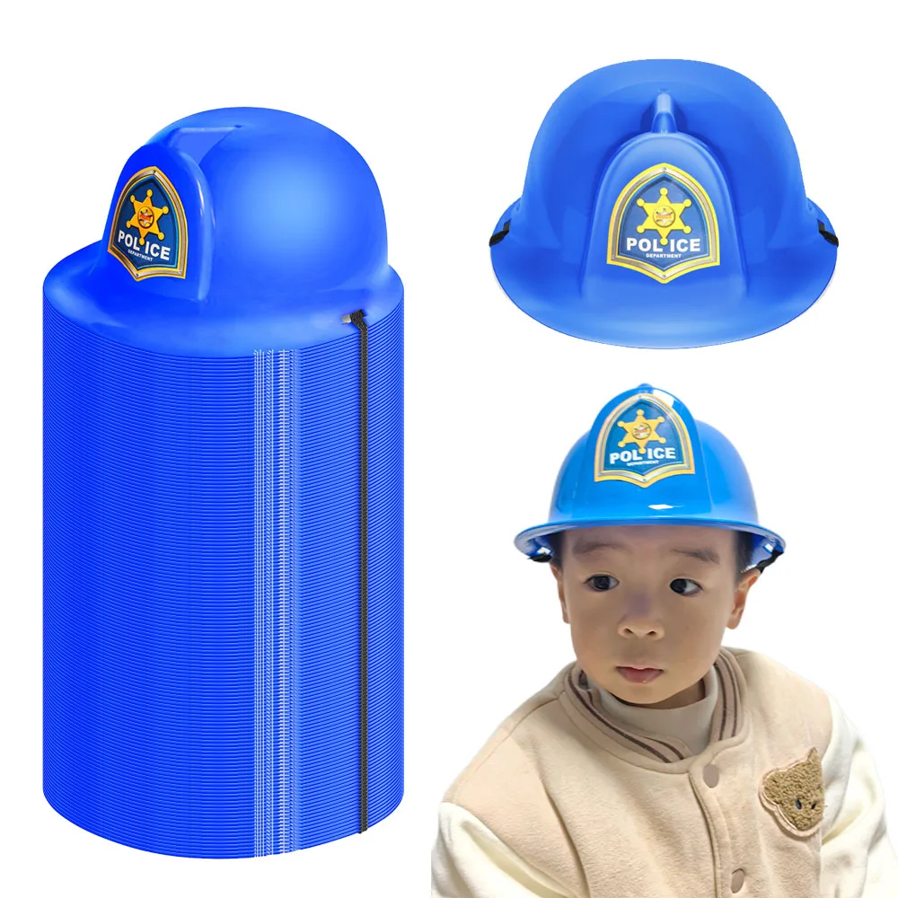 1/3/5/10/20pcs Blue Police Theme Hard Plastic Hats Safety Helmet Kids Boys Birthday Party Decoration Supplies Cosplay Props