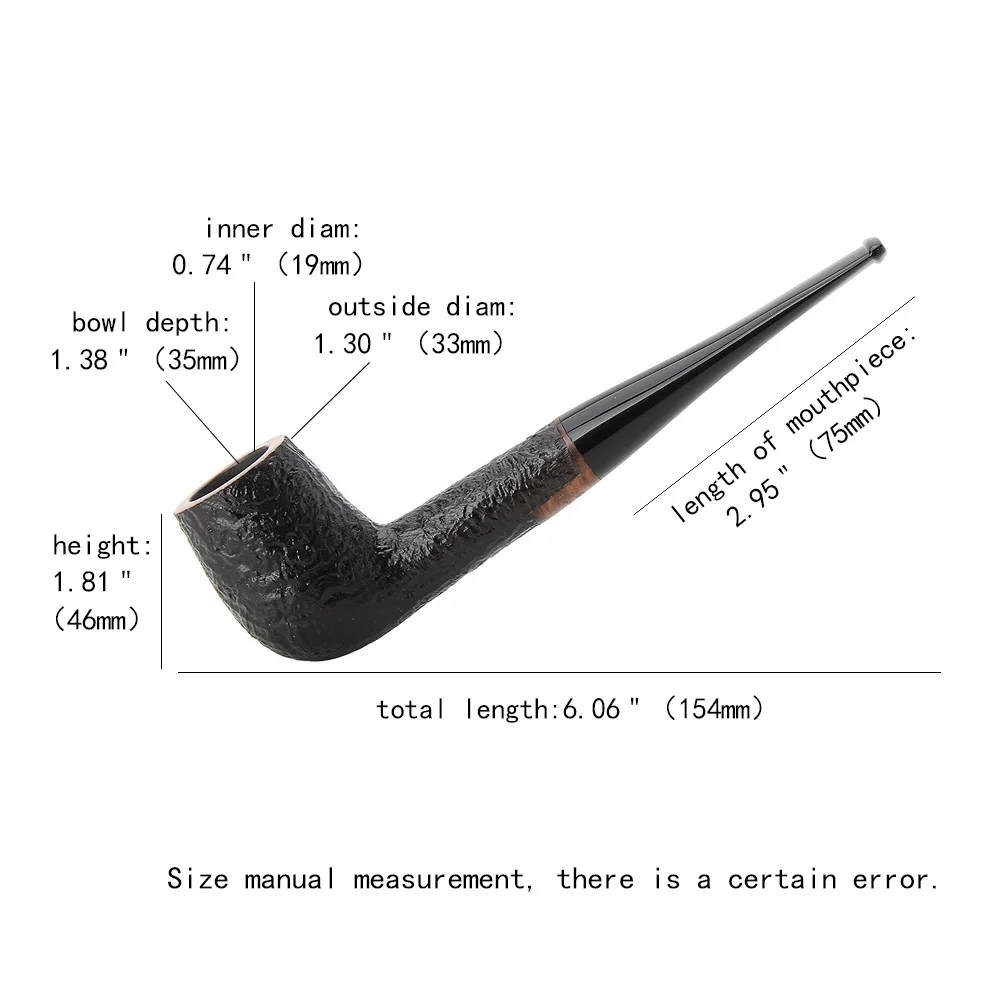 MUXIANG straight handle billiard tobacco pipe sandblasted pipe bowl i d 19mm acrylic straight pipe handle handmade briar pipe