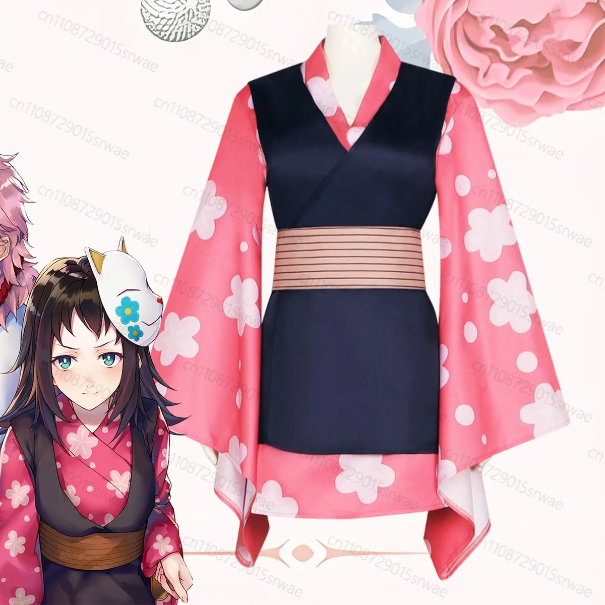 

Anime Demon Killer Cosplay Costumes Makomo Cosplay Costume Wig Mask Uniform Anime Cosplay Costume Complete Set