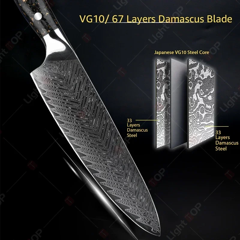 Damascus Steel Knife Kitchen Knife Professional Japanese Knife Chef Butcher Cleaver Knives Utility Slicing Santoku Boning Knives