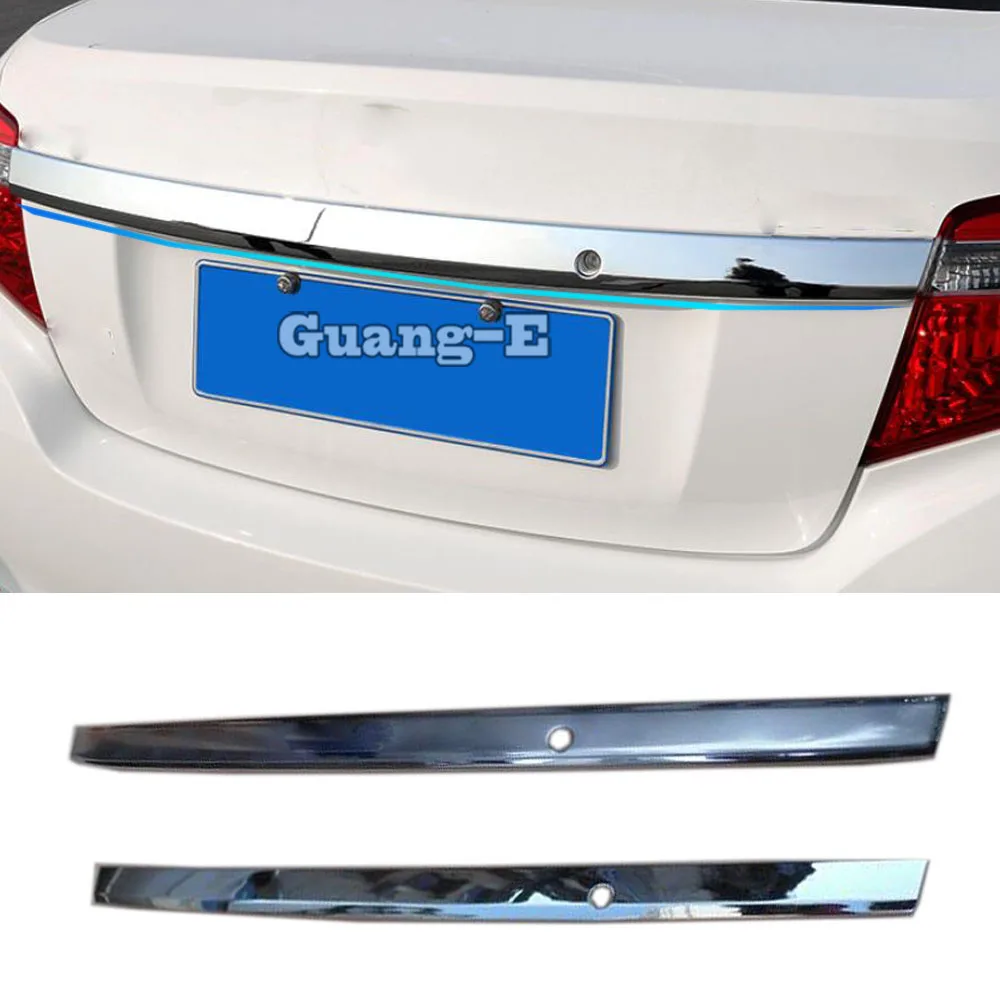 

Car Stainless Steel/ABS Chrome Rear License Plate Door Upper Tailgate Plate Trim Lamp For Toyota Vios/Yaris/Sedan 2014 2015 2016