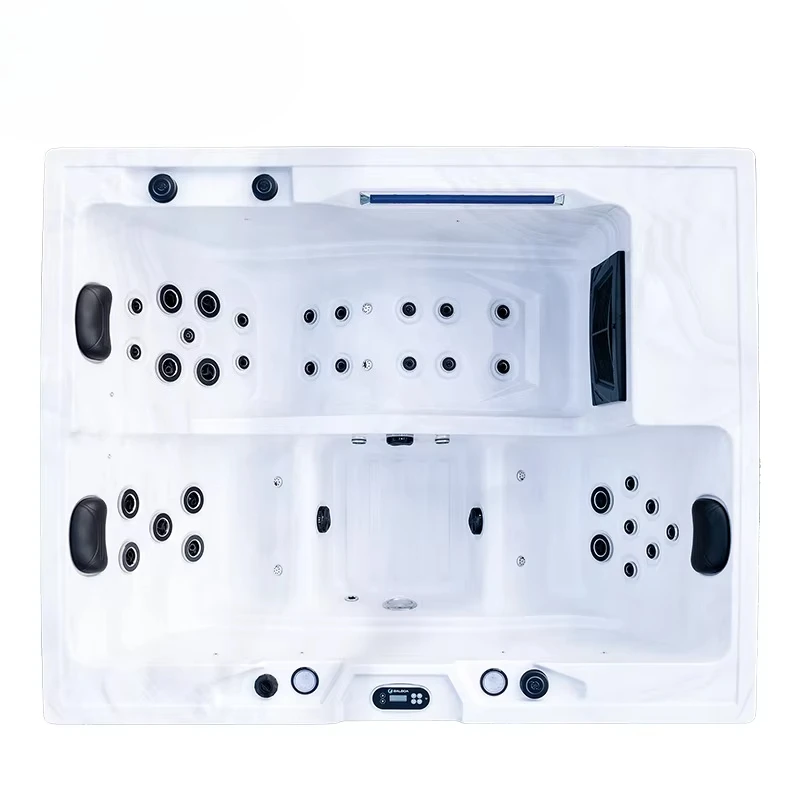 FL 2-Seater Outdoor Portable Whirlpool Spa, 130 Jet Inflatable Bubble Massage, Heated Hot Tub for Courtyard & RV Wholedsaled