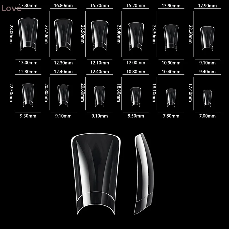 [L&P] 504 Stück Enten-Nagelspitzen für Acrylnägel, halbe Abdeckung, künstliche Nägel, kurze Enten-Spitzen-Nägel, gebogene französische Kunstnägel-Verlängerungsspitzen