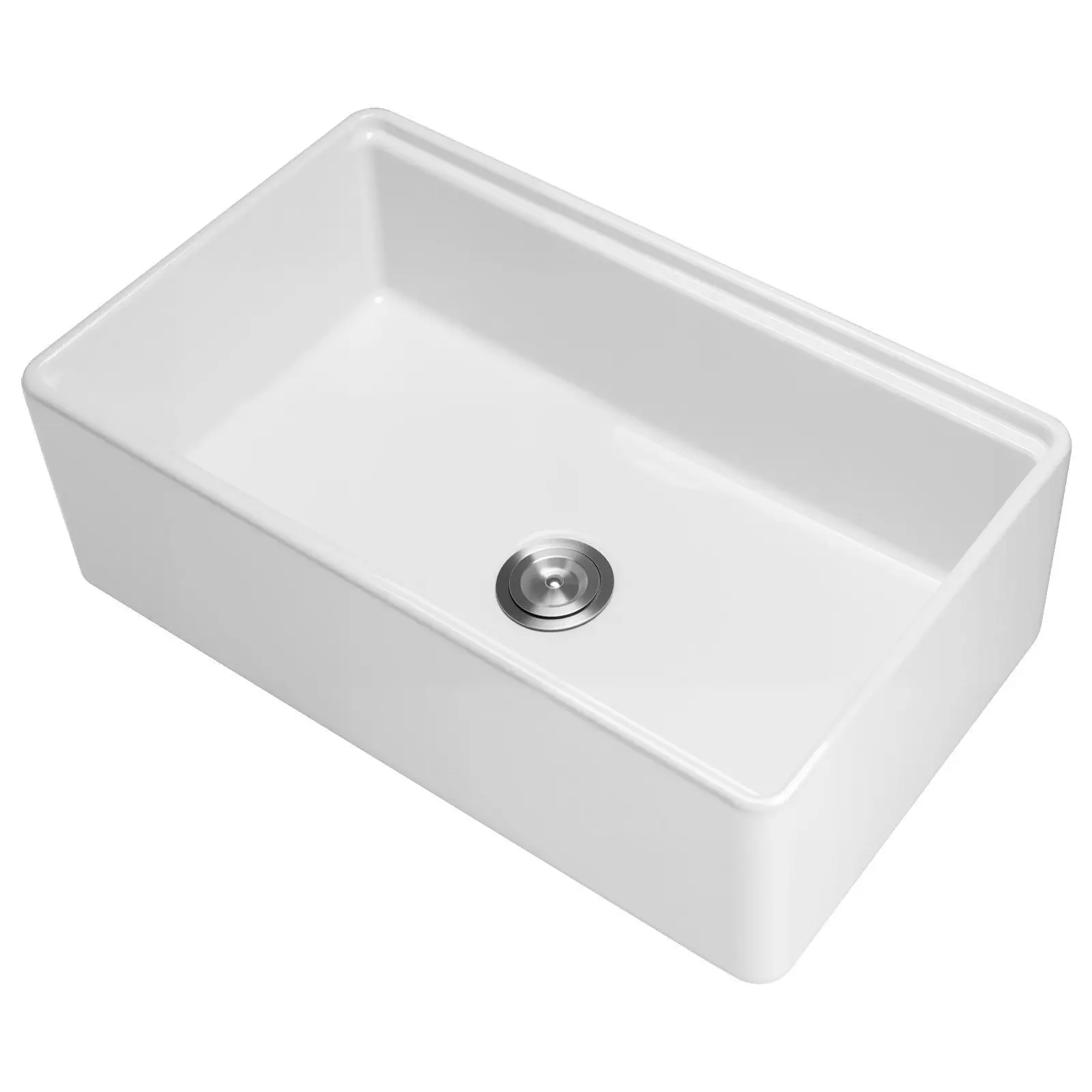 Wastafel dapur single bowl model farmhouse ukuran 32,5x20 inci, terpasang di bawah meja, warna putih fireclay