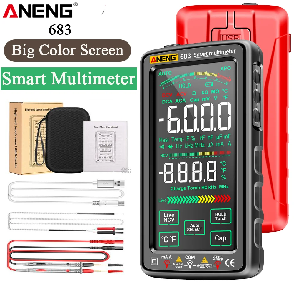 ANENG Digital Multimeter 683 6000 Counts NCV Non-contact AC/DC Current Voltage Tester Resistance Diode Universal Meter