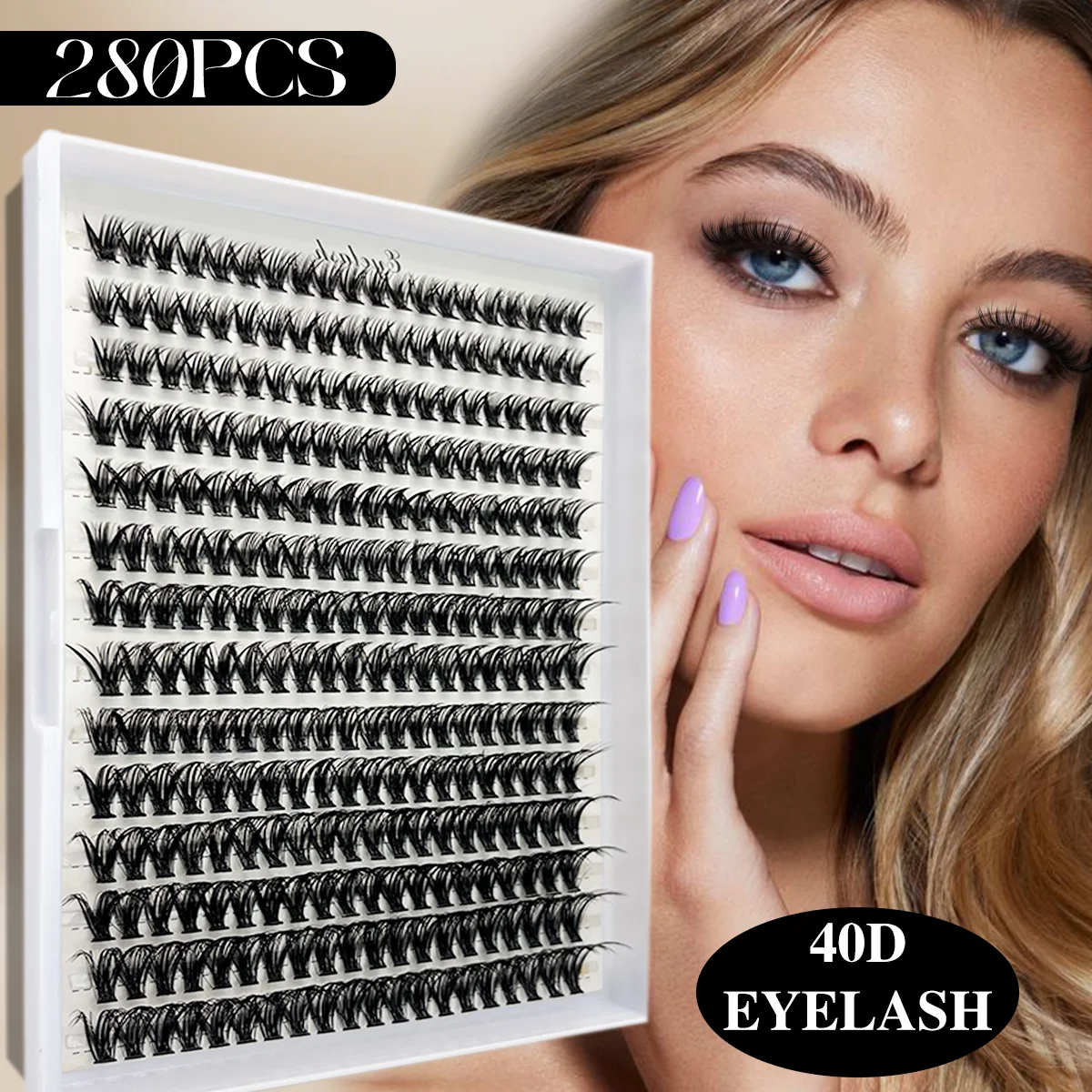 Cluster Eyelash Soft Fluffy DIY Lashes 40D Thick Manga Fasle Lashes 8-16mm Mixed Eyelash 280PCS Cat Eye Volume Lash Clusters