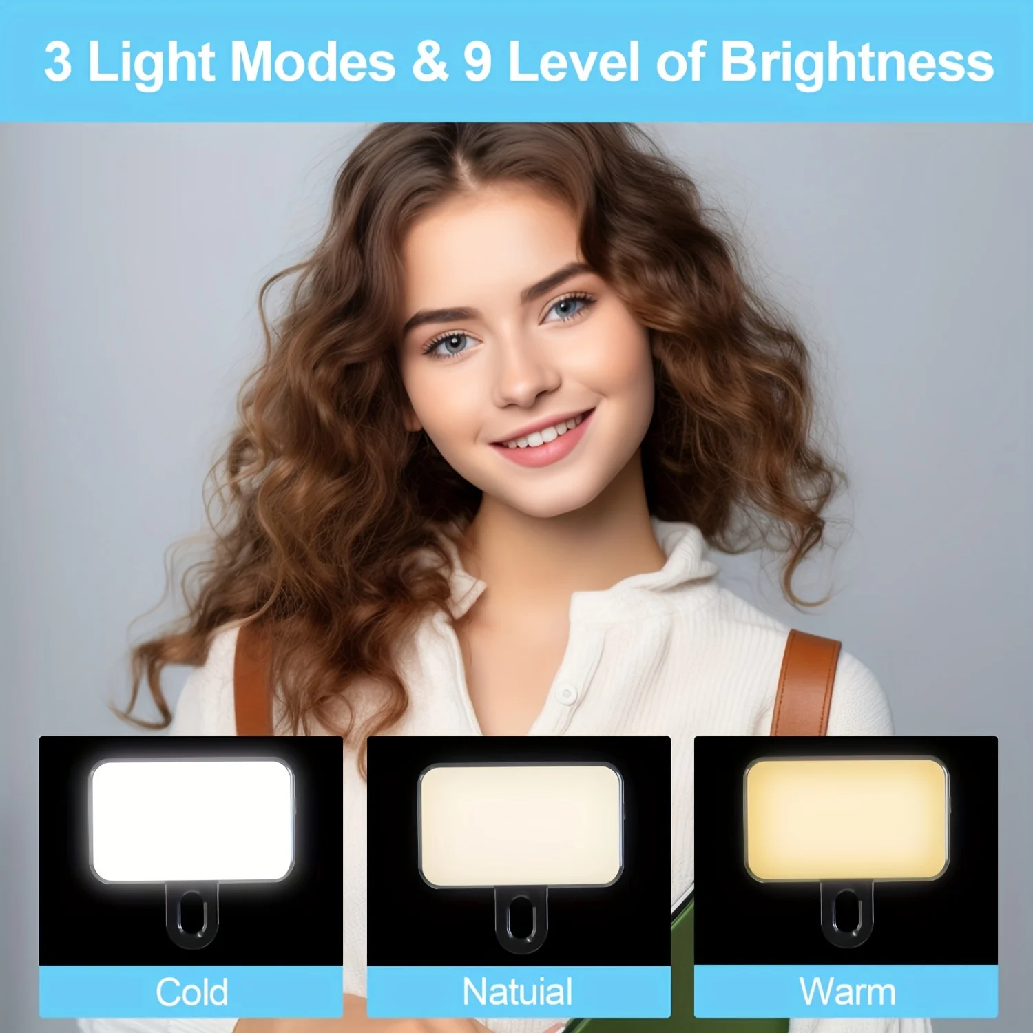 Clip-On Mobile Phone Fill Light for mobile phone Available in Cold Neutral And Warm Lighting Options for Enhanced Photography Ph