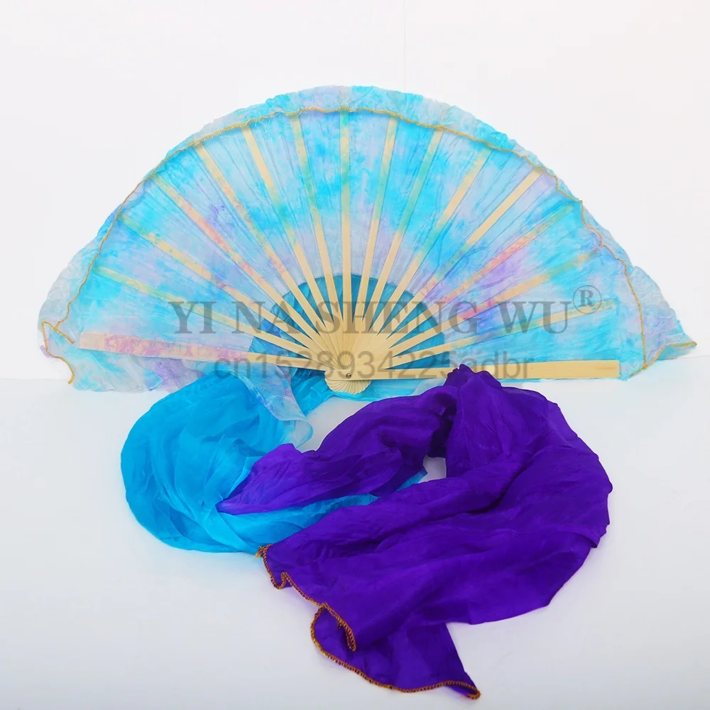 1 زوج التعادل صبغ الحرير الحجاب الرقص الشرقي ممارسة المنافسة الدعائم عرض مسرحي زي ملحق اليد صبغ فلوي اضافية طويلة المشجعين 1 زوج