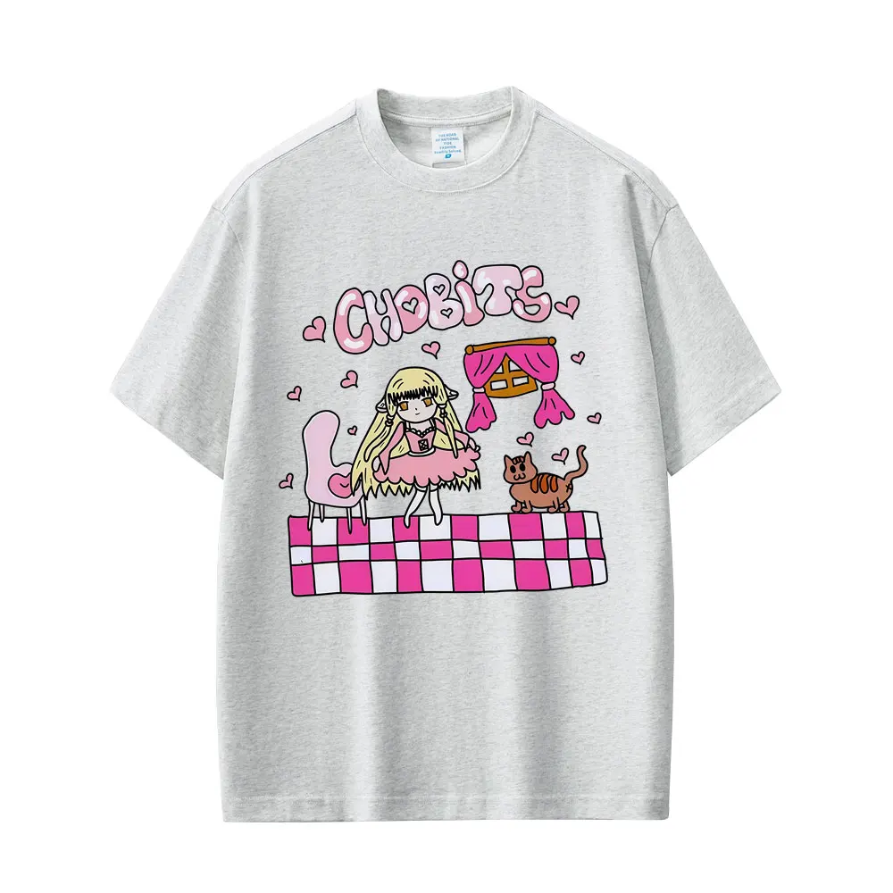 Japanese Anime Chobits T-shirt Men Women Kawaii Cartoon Oversized T Shirt Unisex Casual Cotton Vintage Short Sleeve T-shirts