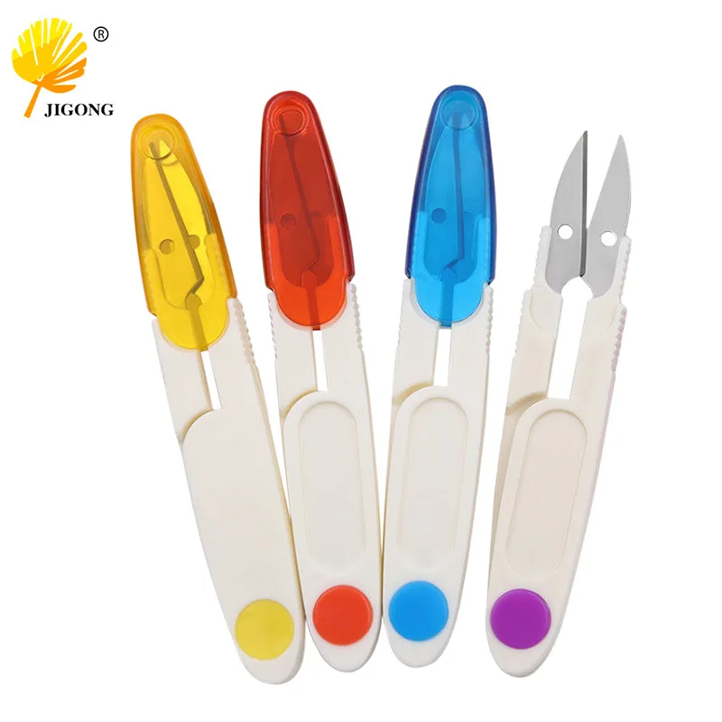 Color transparent scissors with cover, cross stitch scissors, clothing thread scissors, household color scissors, small scissors