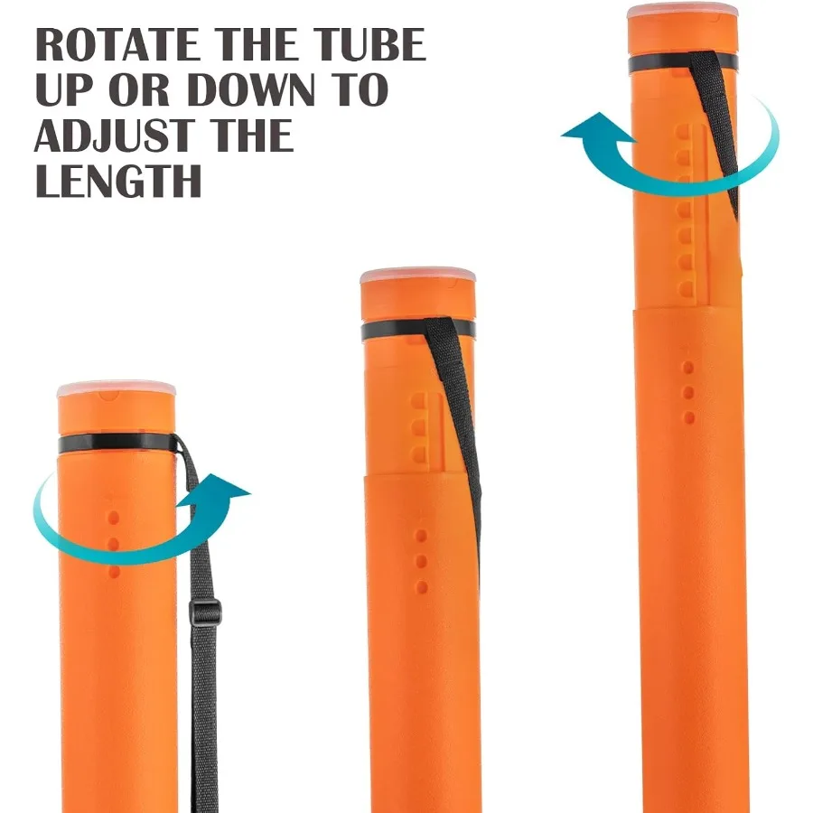 JJRING Tube d'affiche orange 25 à 40 Tube de support de stockage d'affiche extensible avec sangle de transport pour plans, rouleaux de cartes et Ar