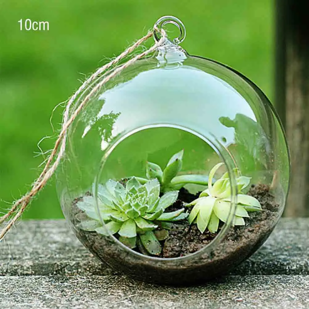 Hanging Glass Ball Garden Home Decoration Flat Bottom Flower Indoor Ornament Party Plant Pots Tealights Terrarium