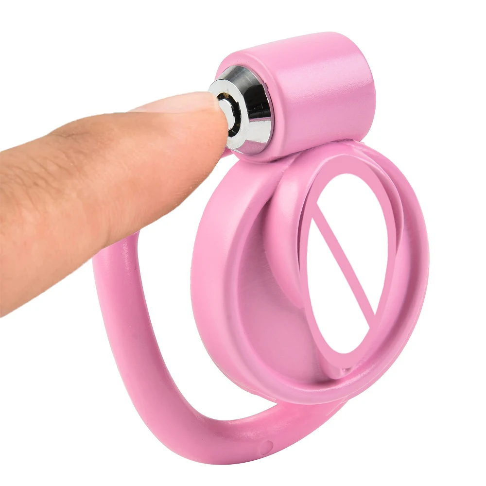 Pink Male Penis Chastity Cage Set Bird Chastity Cage Belt With 5 Size Rings Abstinence Lock Ring Lock Bondage Slave Man Sex Toy