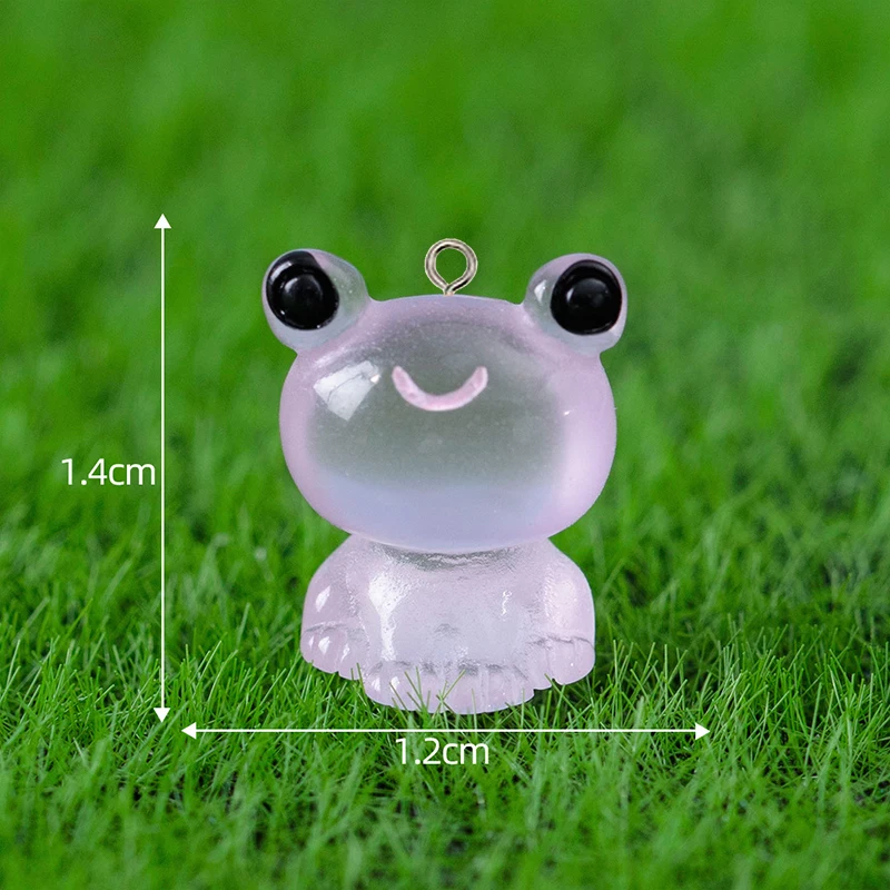 10Pcs Luminous Frog Resin Earring Charms Cute Miniature Animal Pendants for Jewelry Making DIY Necklace Keychain Crafts Findings