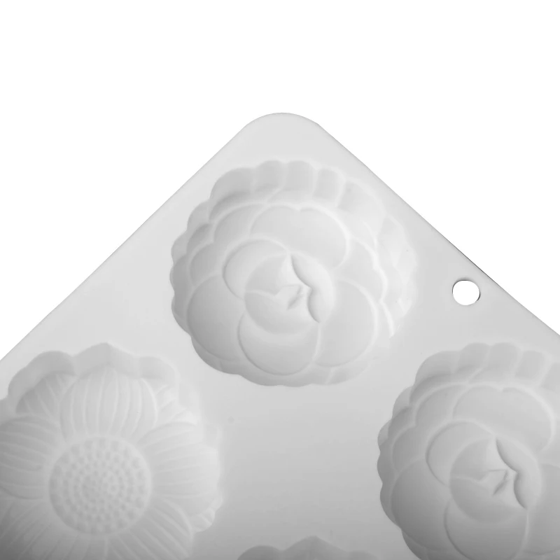 SHENHONG Mooncake Mould Cherry Blossom Chrysanthemum Snow Lotus Design Silicone Cake Mold Soap Mould Dessert Baking Tools